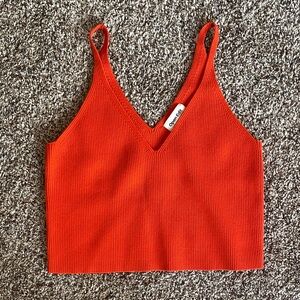 Open Edit Ribbed Red Camisole Top